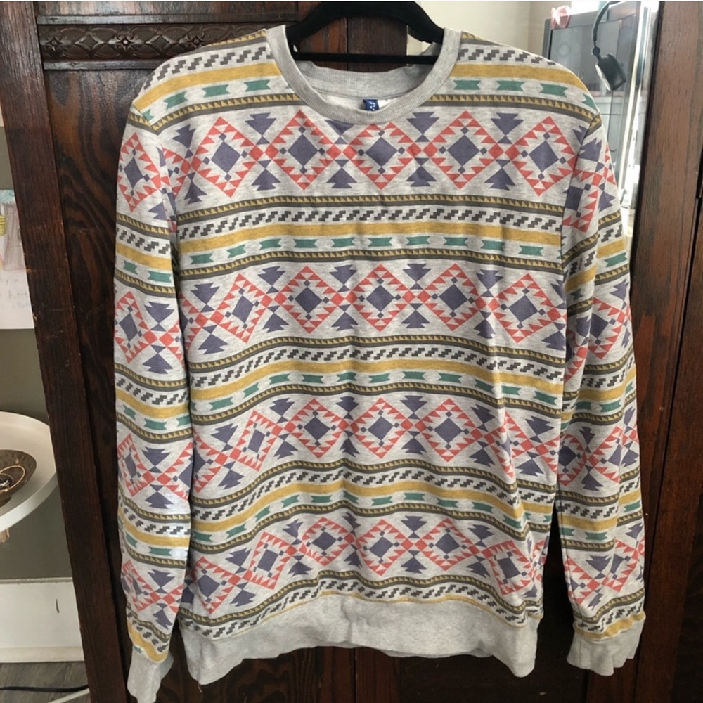 Gray/ Multicolor Tribal Sweater